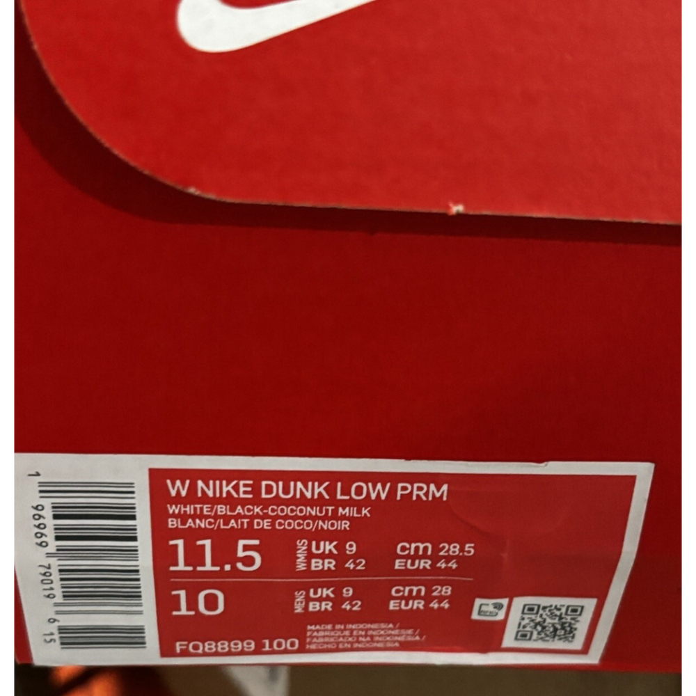 Nike Dunk Low PRM White/Black-Coconut Milk (FQ8899 100) WMNS 11.5/MNS 10 NEW - Picture 13 of 13